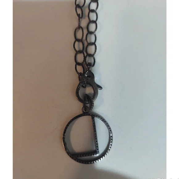 Black Diamond L and Gunmetal Necklace